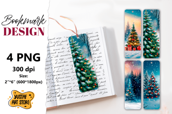 Christmas Bookmark Printable Design: A Festive Illustration for Local Business Branding