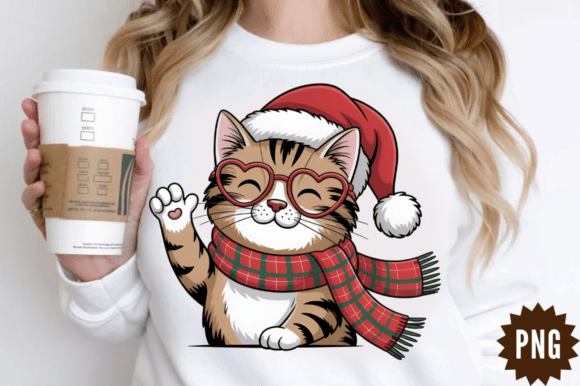 Christmas Cat Karma Clipart PNG Design for Illustrations