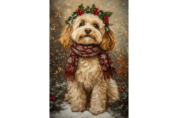 Christmas Cockapoo Dog Snow Art Print: A Versatile Illustration for Content Creators