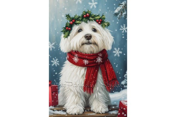 Christmas Coton De Tulear Winter Dog Illustrations for Content Publishing