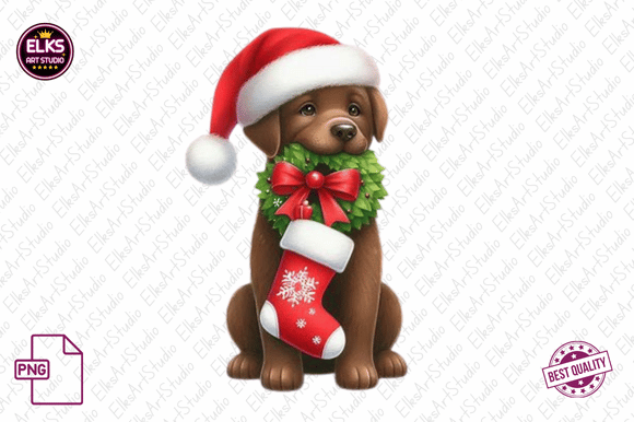 Christmas Dog with Santa Hats Png