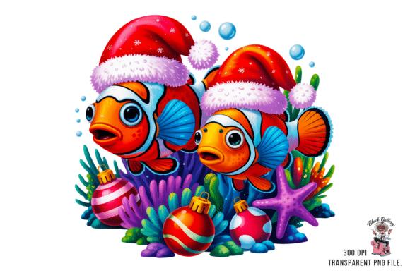 Christmas Fish with Santa Hat PNG Illustrations Review