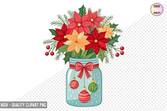 Christmas Flowers in Jar Clipart – PNG Review for Illustrations