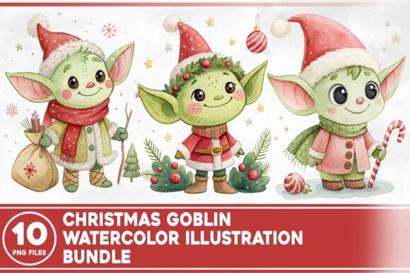 Christmas Goblin Watercolor Bundle: A Festive Graphic Design Asset for Creative Marketers