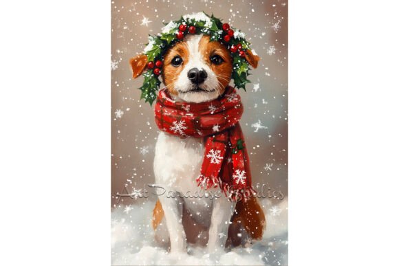 Christmas Jack Russell Holiday Dog Art: A Festive Illustration for Digital Sellers