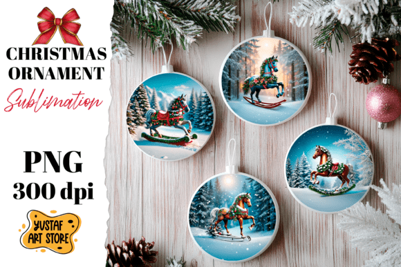 Christmas Ornament Rocking Horse Sublima: Festive Illustrations for Local Business Branding