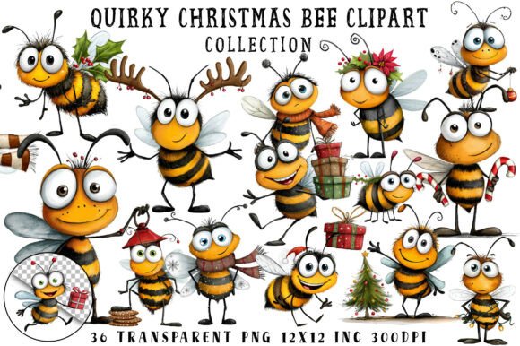 Christmas Quirky Bee Clipart: A Designer’s Review for Seasonal Illustrations
