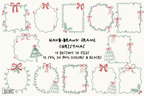 Christmas SVG Hand-Drawn Frame Bundle: Illustrations for Local Branding