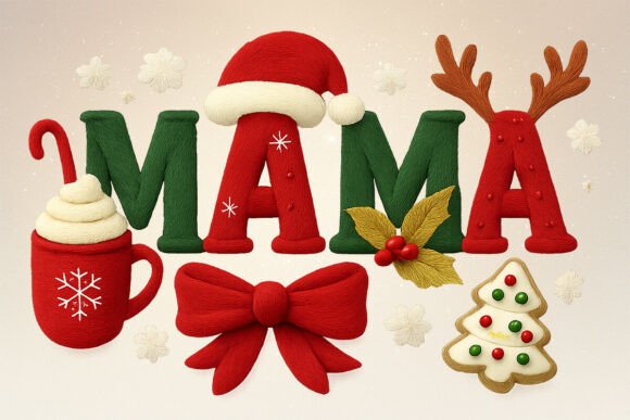Crochet Faux Yarn Christmas Mama PNG: A Festive Graphic Design Asset for Local Branding