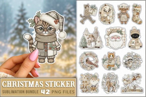 Funny Christmas Sticker PNG Bundle: A Festive Graphic Design Asset for Crafters