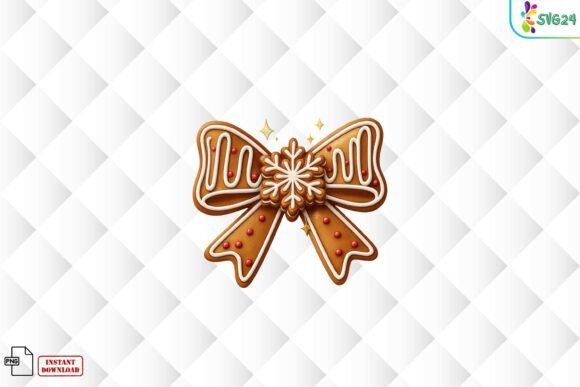 Gingerbread Christmas Bow PNG: A Festive Graphic Design Asset for Crafters