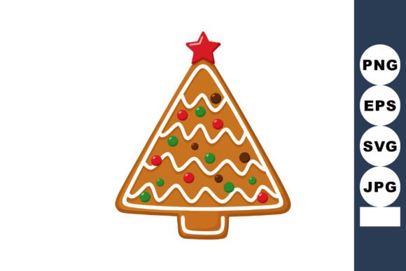 Gingerbread Christmas Tree with Red Star: Illustrations for Blog Graphics