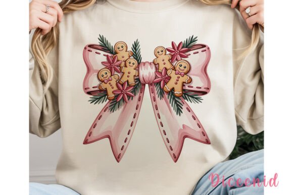 Pink Christmas Gingerbread Bow PNG Review for Branding and Illustrations