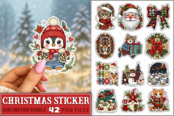 Preppy Christmas Sticker PNG Bundle: A Polished Graphic Design Asset for Content Creators