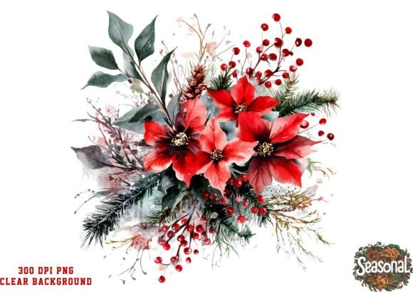 Red Bloom Christmas Bouquet PNG Review for Professional Design Projects