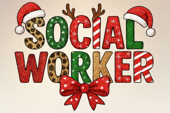 Retro Coquette Christmas Social Worker Illustration Review