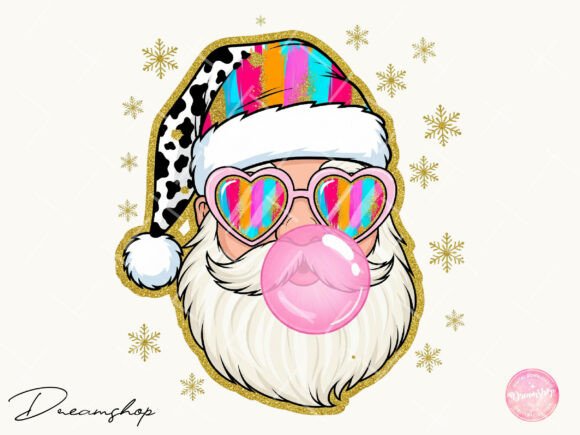 Santa Christmas Blowing Bubble Png Illustrations