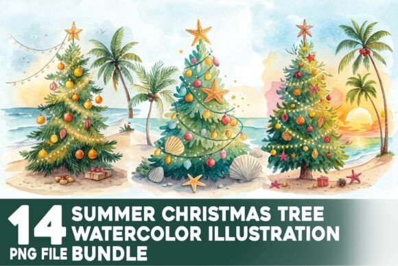 Summer Christmas Tree Watercolor Bundle: A Designer’s Review