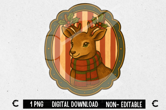 Vintage Christmas Reindeer Frame: A Designer’s Review of Holiday Illustrations
