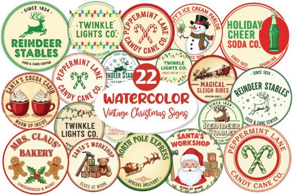 Vintage Christmas Signs Sublimation Illustrations Review