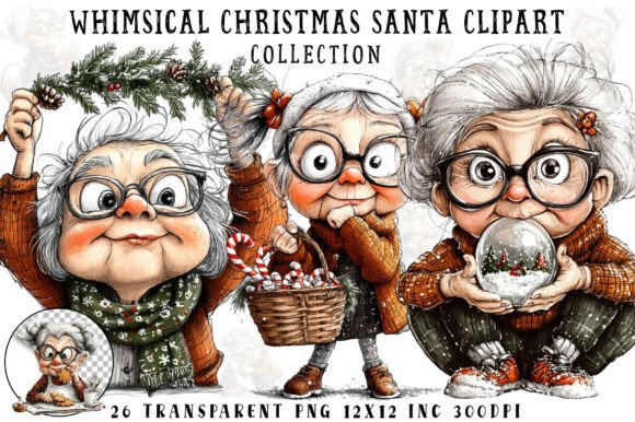 Whimsical Christmas Grandma Clipart Review